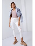 White denim pants with holes 20406 - Online store - Boutique